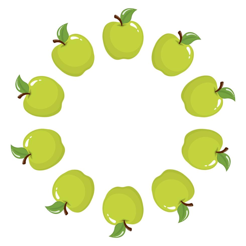 corona de frutas de manzana verde con espacio para texto. comida dulce  orgánica de dibujos animados. frutas de verano para un estilo de vida  saludable. ilustración vectorial para cualquier diseño. 10526376 Vector