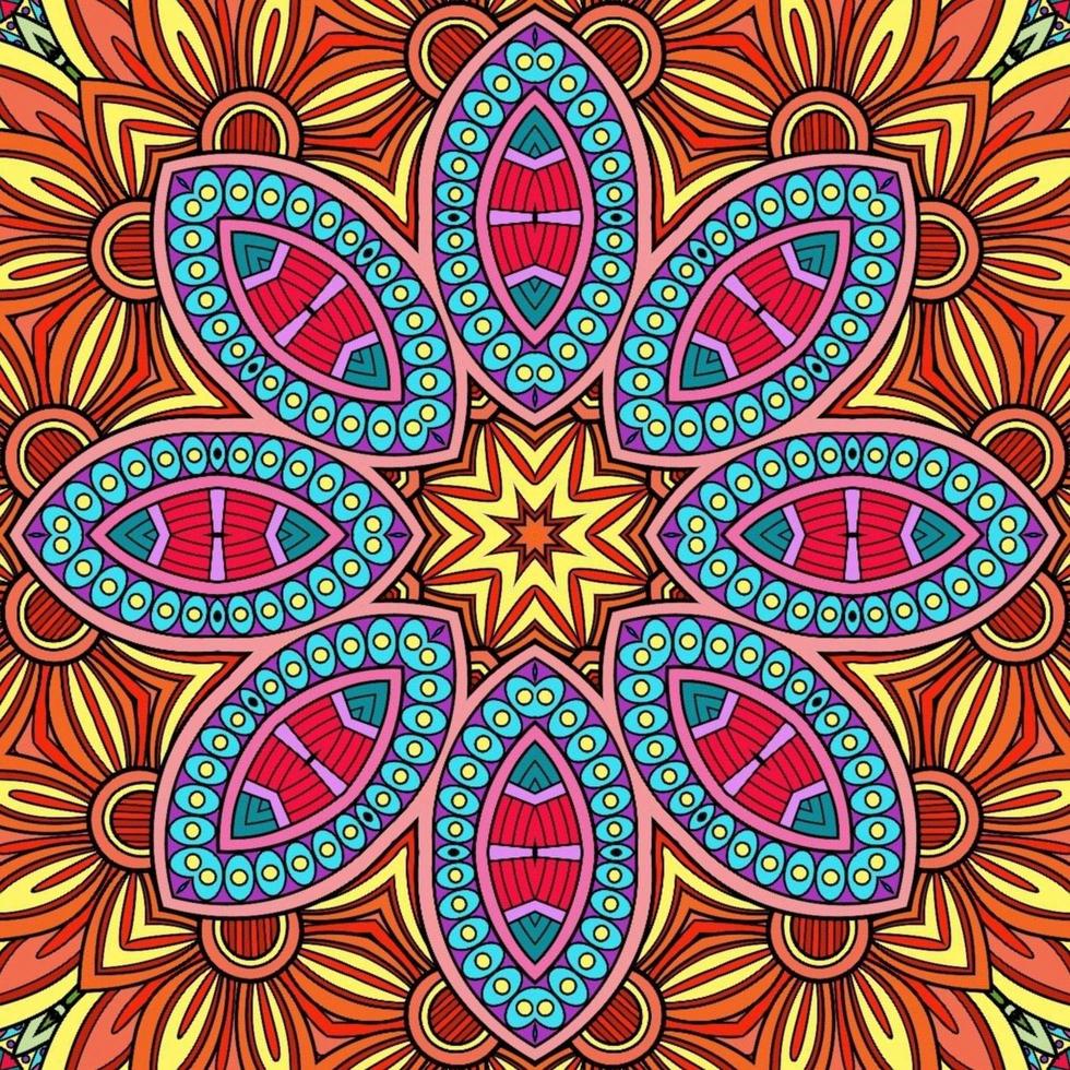 Colorful Mandala Flowers Pattern Boho Symmetrical 230 photo