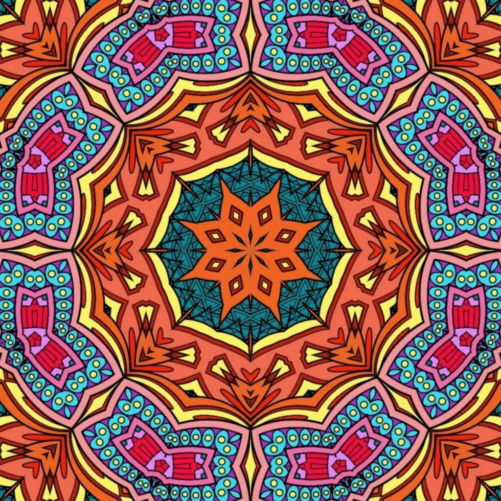 Colorful Mandala Flowers Pattern Boho Symmetrical 1074 photo
