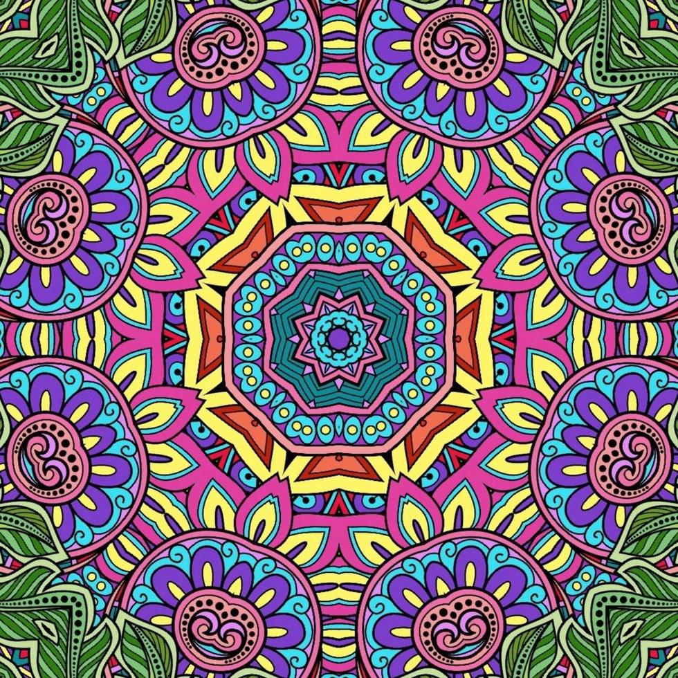 colorido mandala flores patrón boho simétrico 343 foto