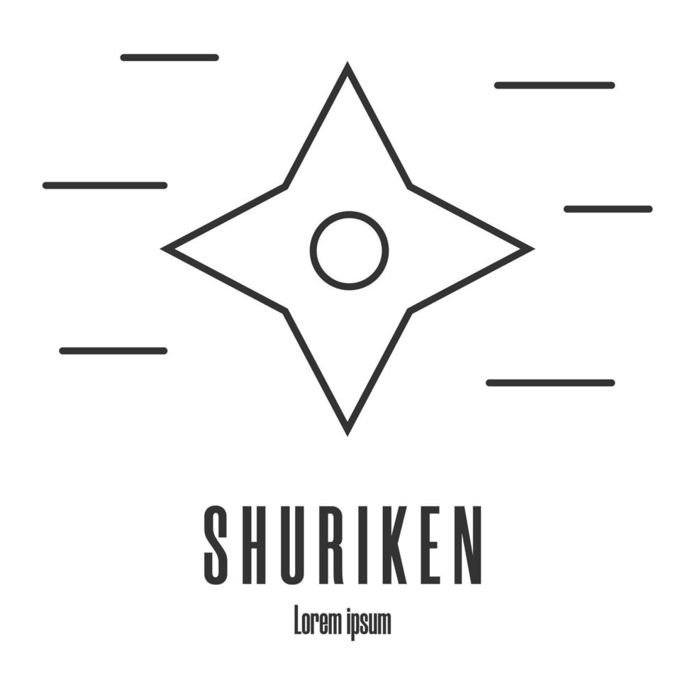 icono de estilo de línea de un shuriken. arma ninja logotipo, emblema. ilustración vectorial limpia y moderna para diseño, web. vector
