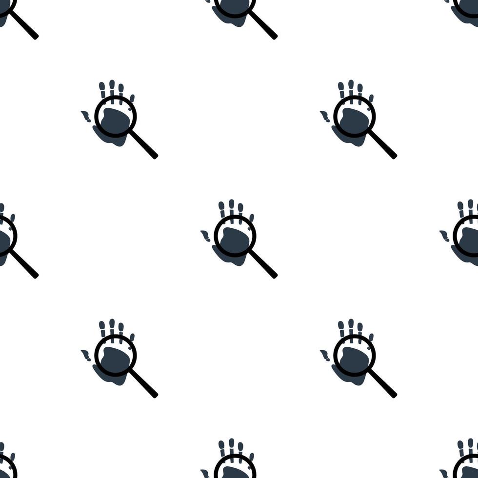 Seamless pattern with handprint and magnifying glass icon. Personal identification. Vector illustration for design, web, wrapping paper, fabric, wallpaper
