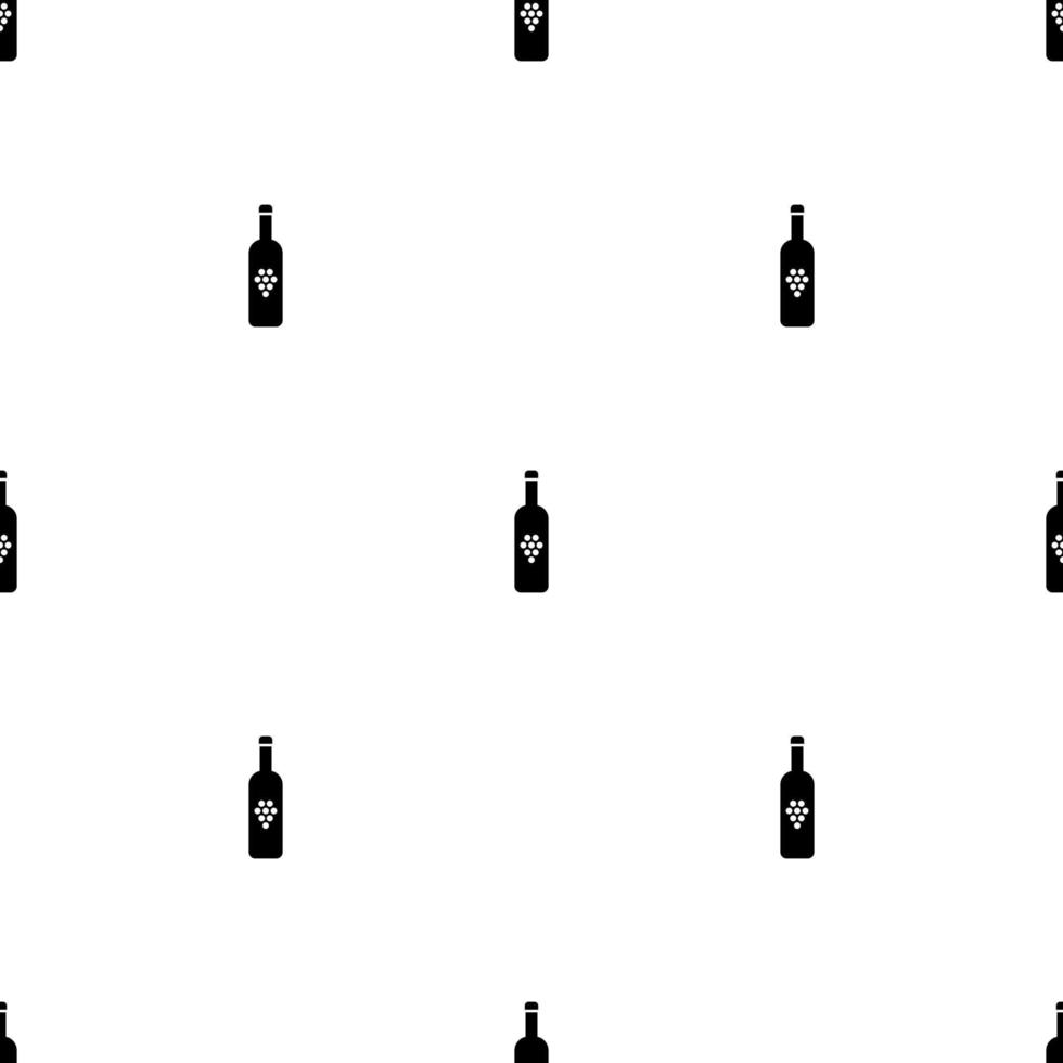 Seamless pattern with bottle of wine on white background. Vector illustration for design, web, wrapping paper, fabric, wallpaper