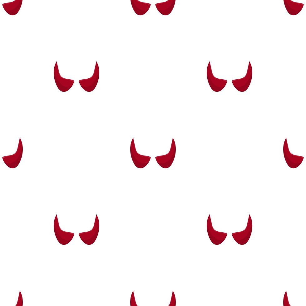 Seamless pattern with red devil horns on white background. Cartoon style. Vector illustration for design, web, wrapping paper, fabric, wallpaper.