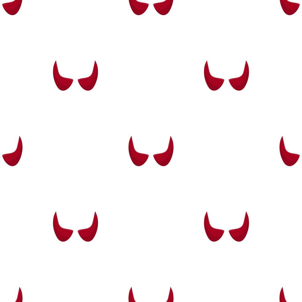 Seamless pattern with red devil horns on white background. Cartoon style. Vector illustration for design, web, wrapping paper, fabric, wallpaper.