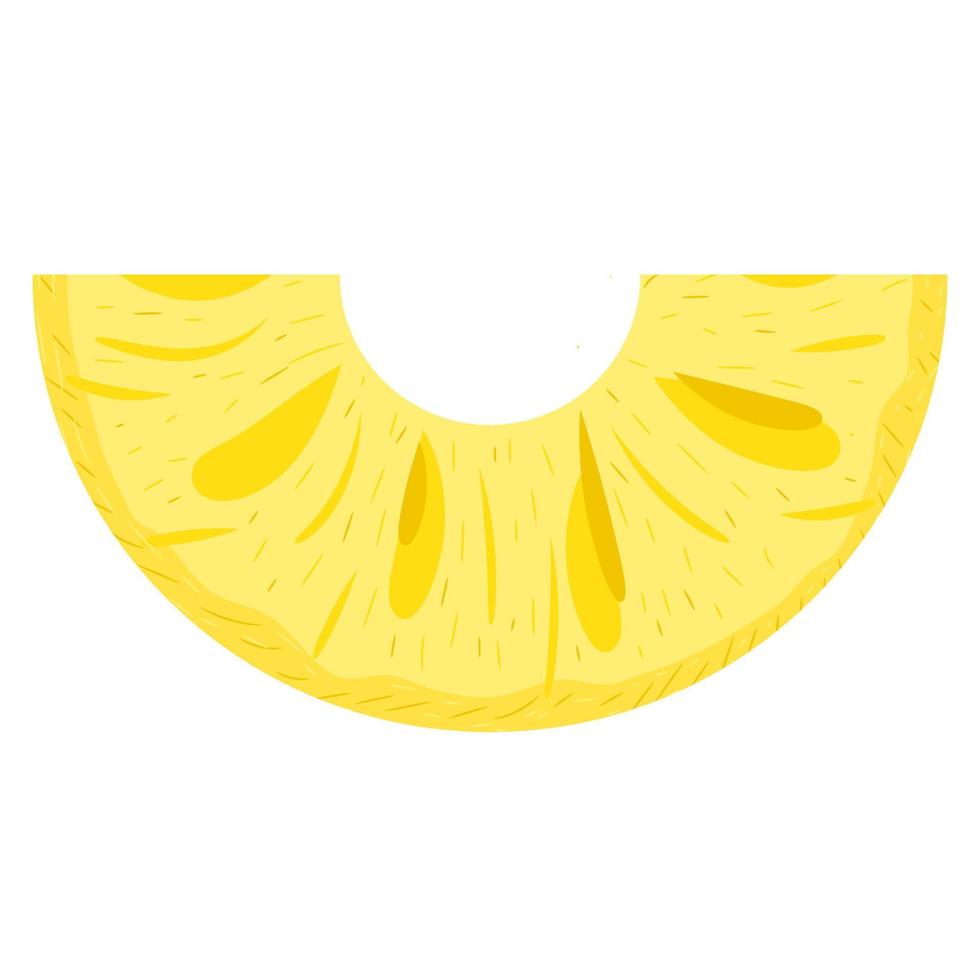 Anillo de piña recién cortado aislado sobre fondo blanco. frutas de verano para un estilo de vida saludable. fruta organica estilo de dibujos animados ilustración vectorial para cualquier diseño. vector