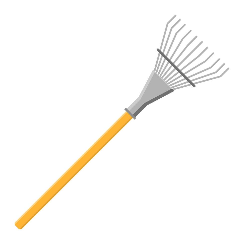 Cartoon rake icon isolated on white background. Gardening tool. Vector ...