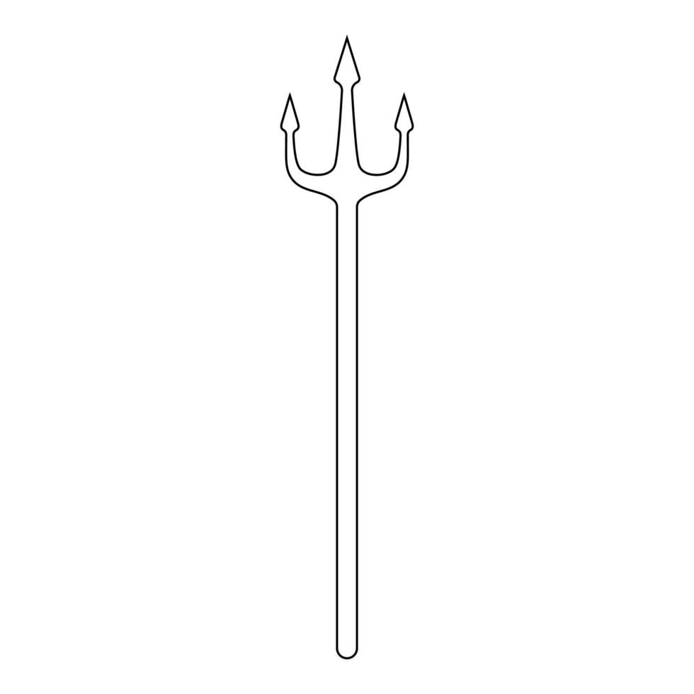 Outline trident isolated on white background. Devil, neptune trident. Line style. Clean and modern vector illustration for design, web.