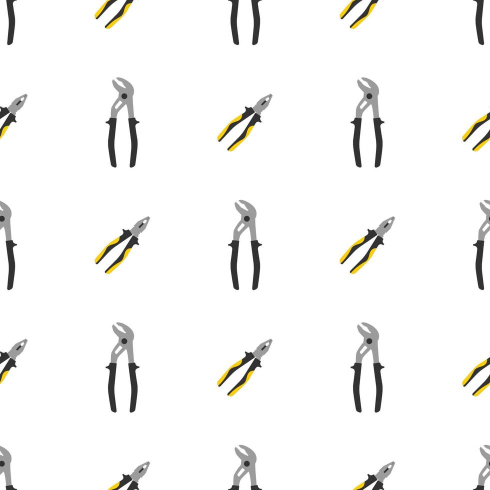 Seamless pattern with pliers and water cimping pliers icons. Repair symbols. Vector illustration for design, web, wrapping paper, fabric, wallpaper.