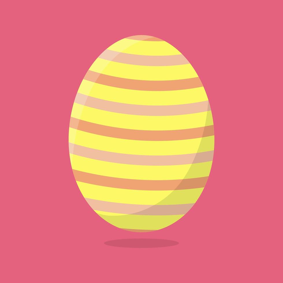 huevo de pascua vectorial aislado sobre fondo rosa. huevo colorido con patrón de rayas. estilo plano para tarjetas de felicitación, invitaciones. ilustración vectorial para su diseño, web. vector
