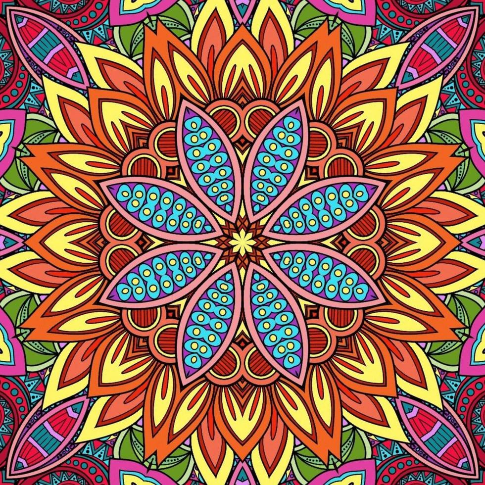 Colorful Mandala Flowers Pattern Boho Symmetrical 309 photo