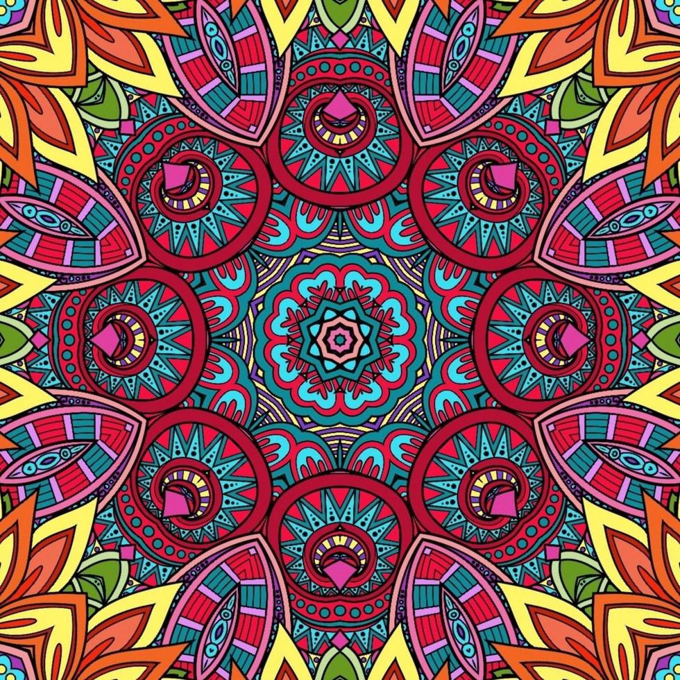 Colorful Mandala Flowers Pattern Boho Symmetrical 328 photo