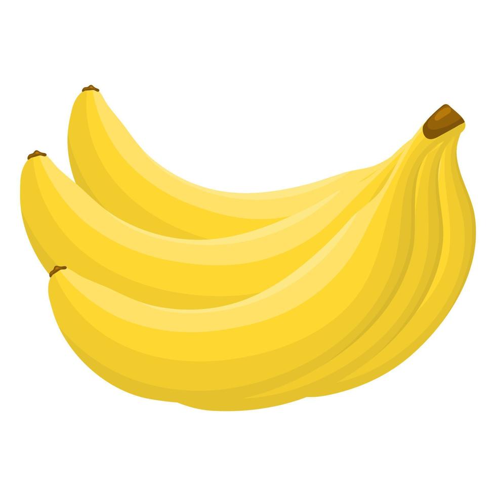 Fresh cartoon yellow banana bunch icon logo emblem isolated on white background. Vector illustration for any design.