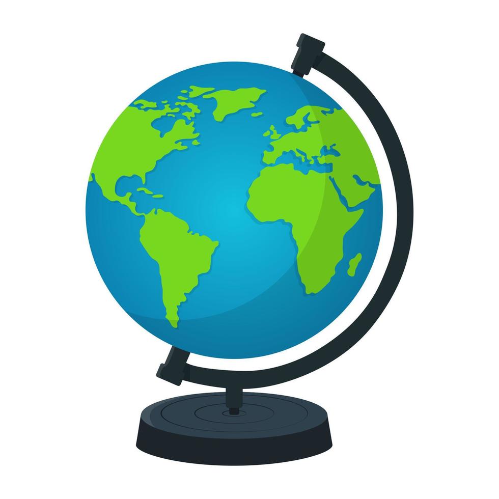 globo terráqueo con soporte aislado sobre fondo blanco. mapa del mundo. icono de la tierra. ilustración vectorial para su diseño. vector