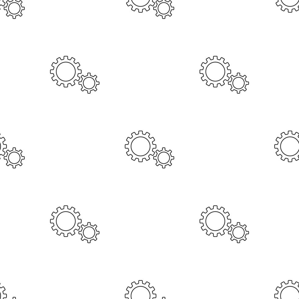 Seamless pattern with gear icon on white background. Settings symbol. Outline style. Vector illustration for design, web, wrapping paper, fabric, wallpaper