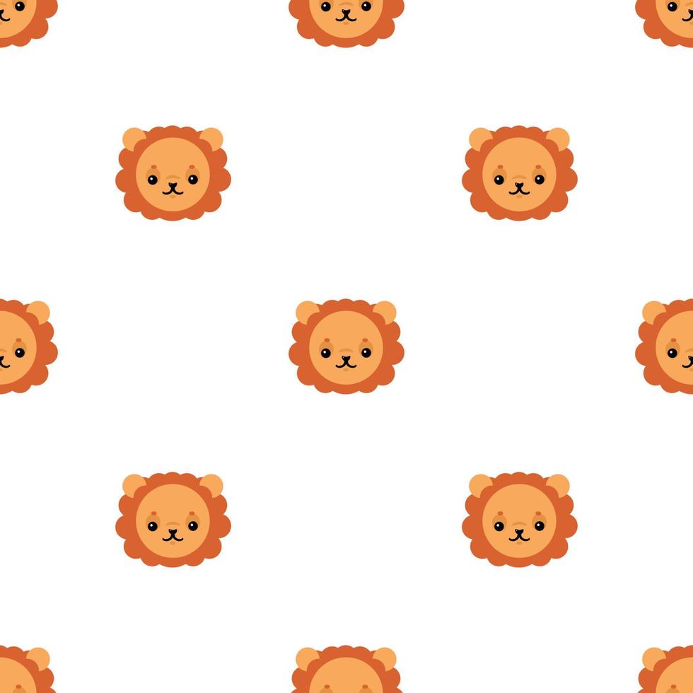 Seamless pattern with cute lion. Vector illustration for design, web, wrapping paper, fabric, wallpaper.