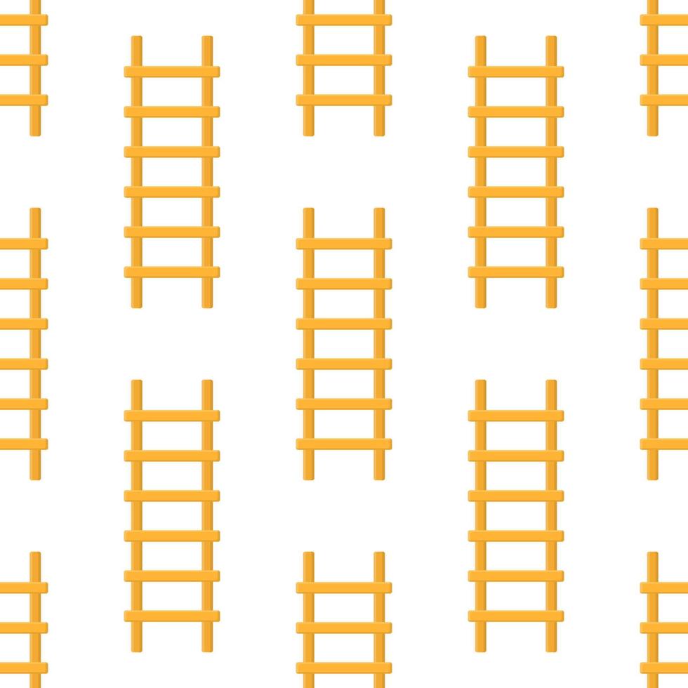 Seamless pattern with cartoon ladder, stairs on white background. Gardening tool. Vector illustration for any design