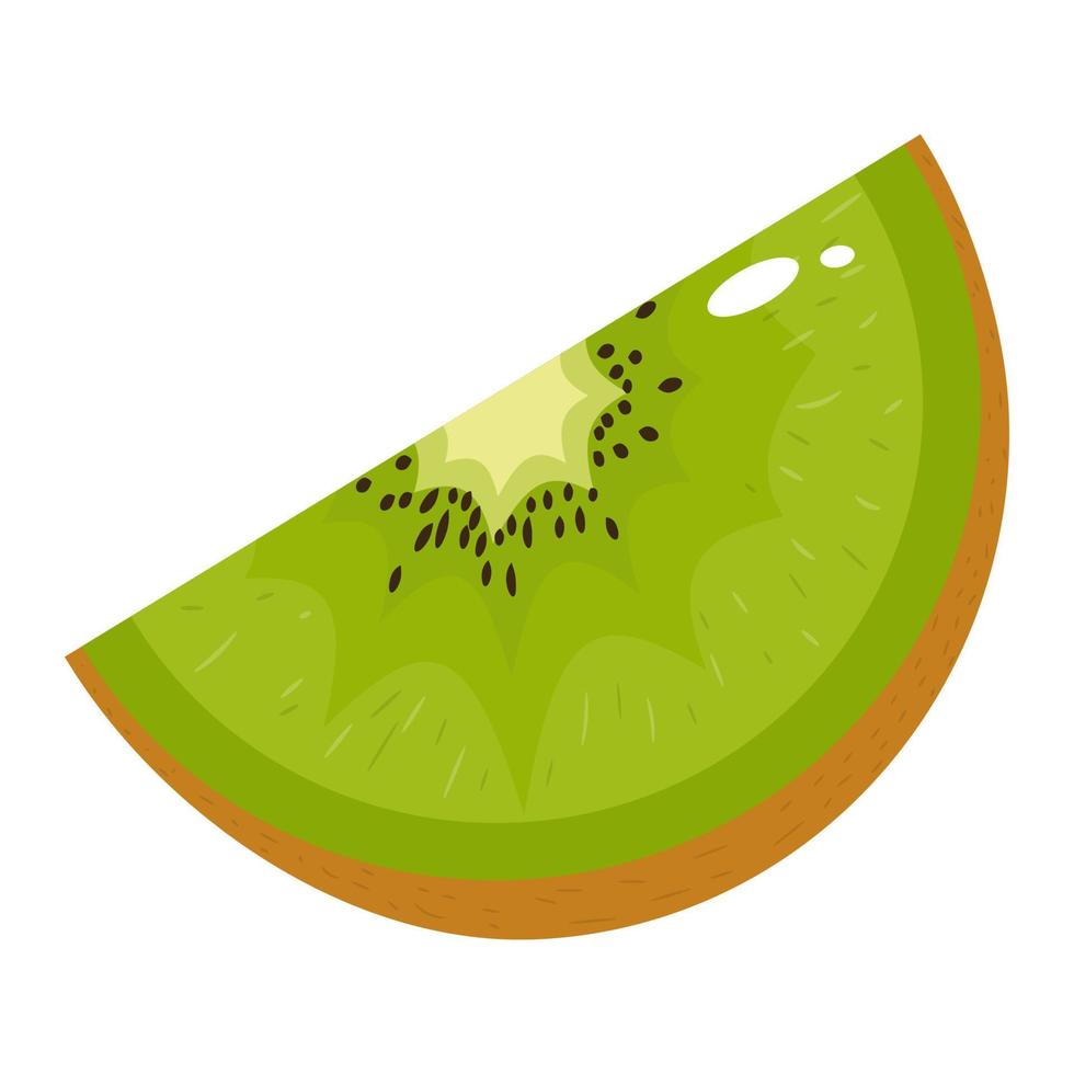 Rebanada fresca de kiwi aislado sobre fondo blanco. frutas de verano para un estilo de vida saludable. fruta organica estilo de dibujos animados ilustración vectorial para cualquier diseño. vector