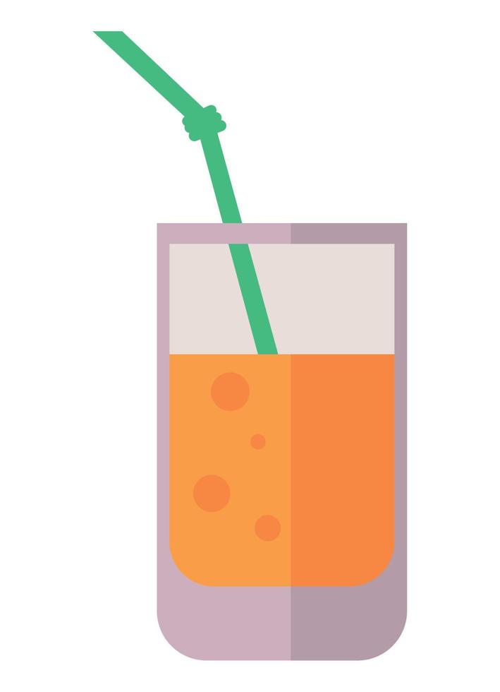 jugo de naranja con pajita vector