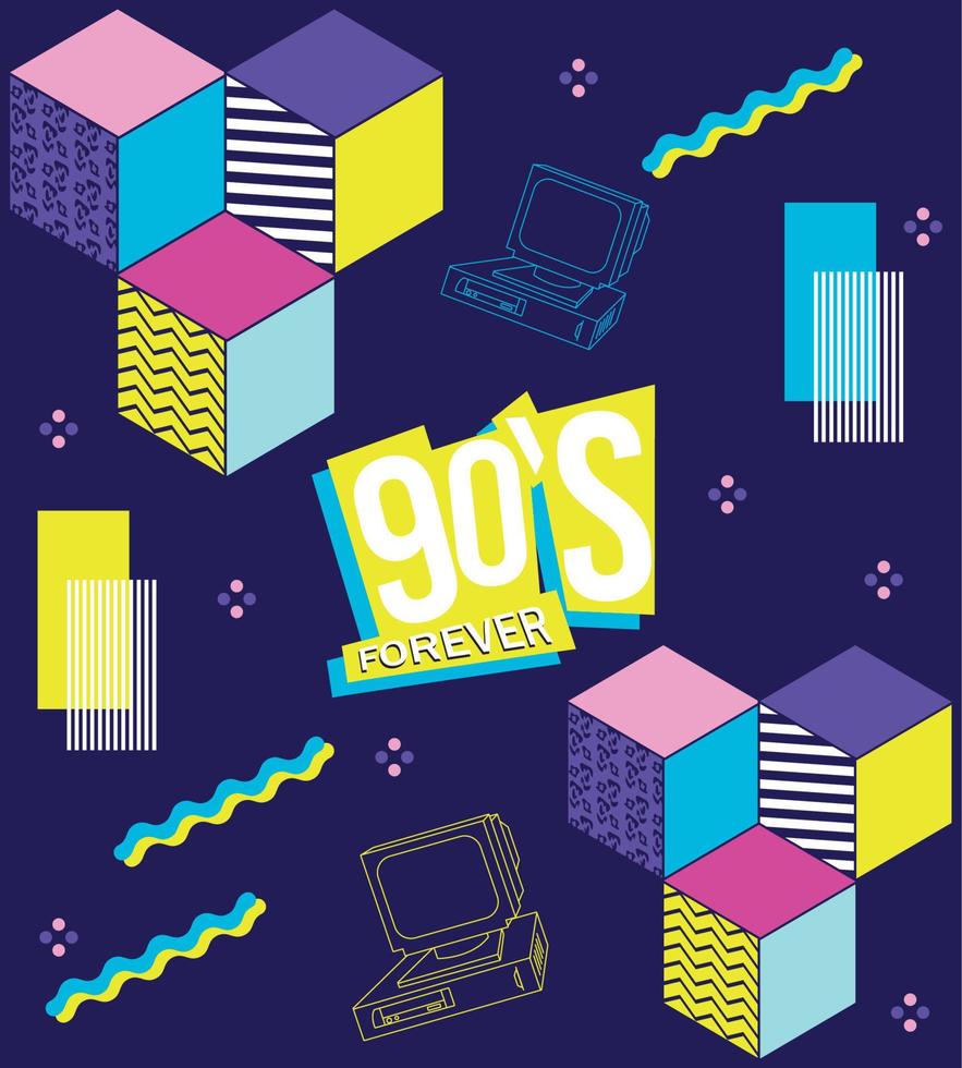 nineties nostalgia template vector