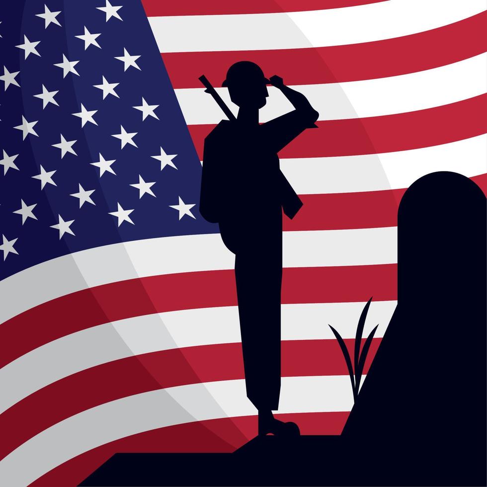 soldier and usa flag vector