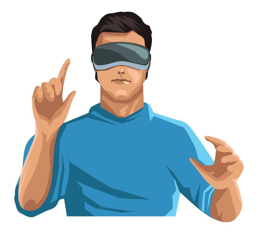 man using metaverse technology vector