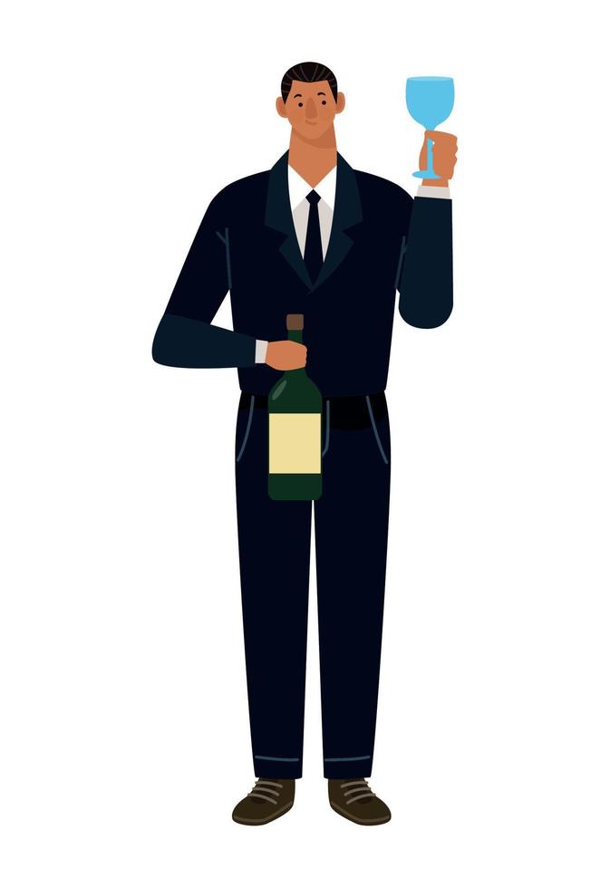 hombre elegante con vino vector