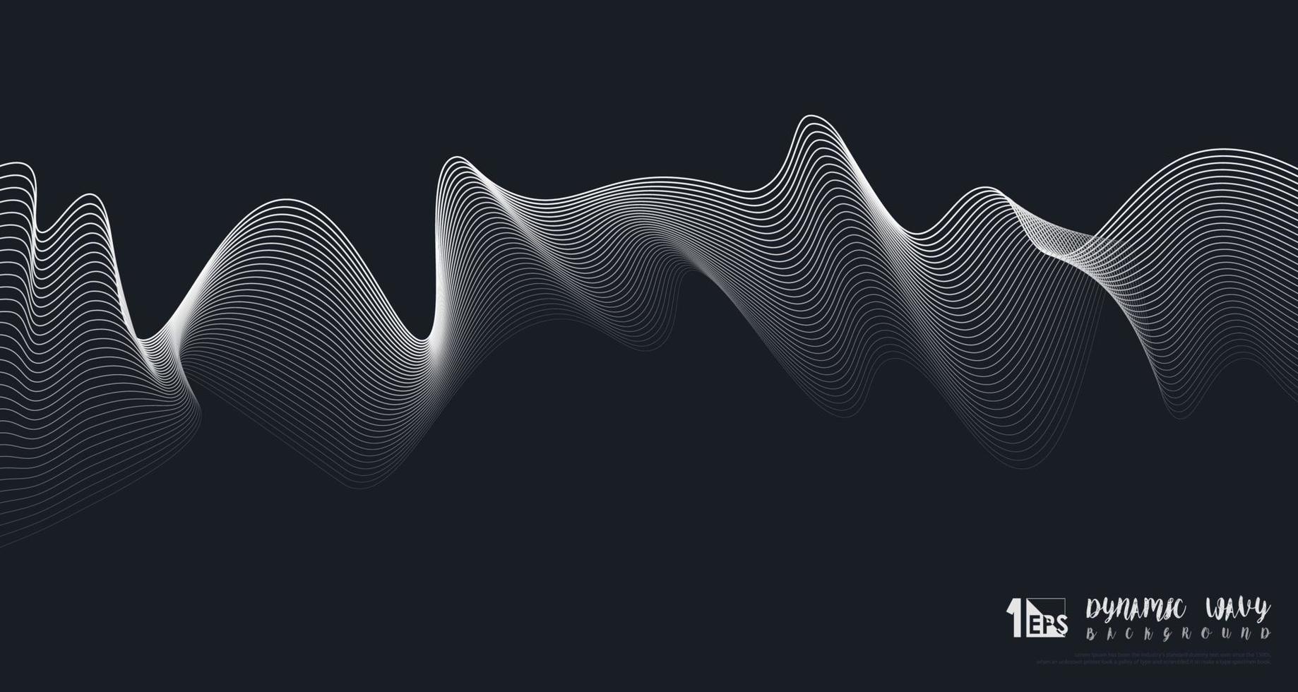 Abstract fluid design of wavy dynamic white line on dark blue background. illustration vector eps10