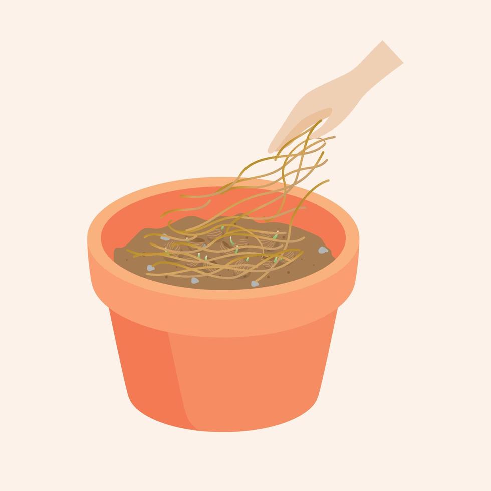 Seeds in a pot are Growing up is a soft shoot vector