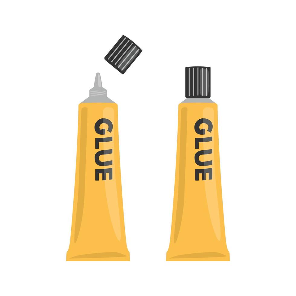 open close the lid yellow all purpose adhesive glue vector illustration