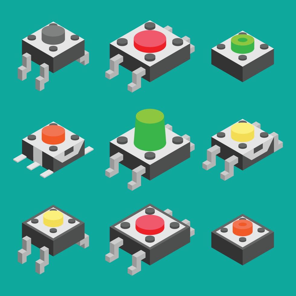 isometract Electronic Switches buttons vector illustration