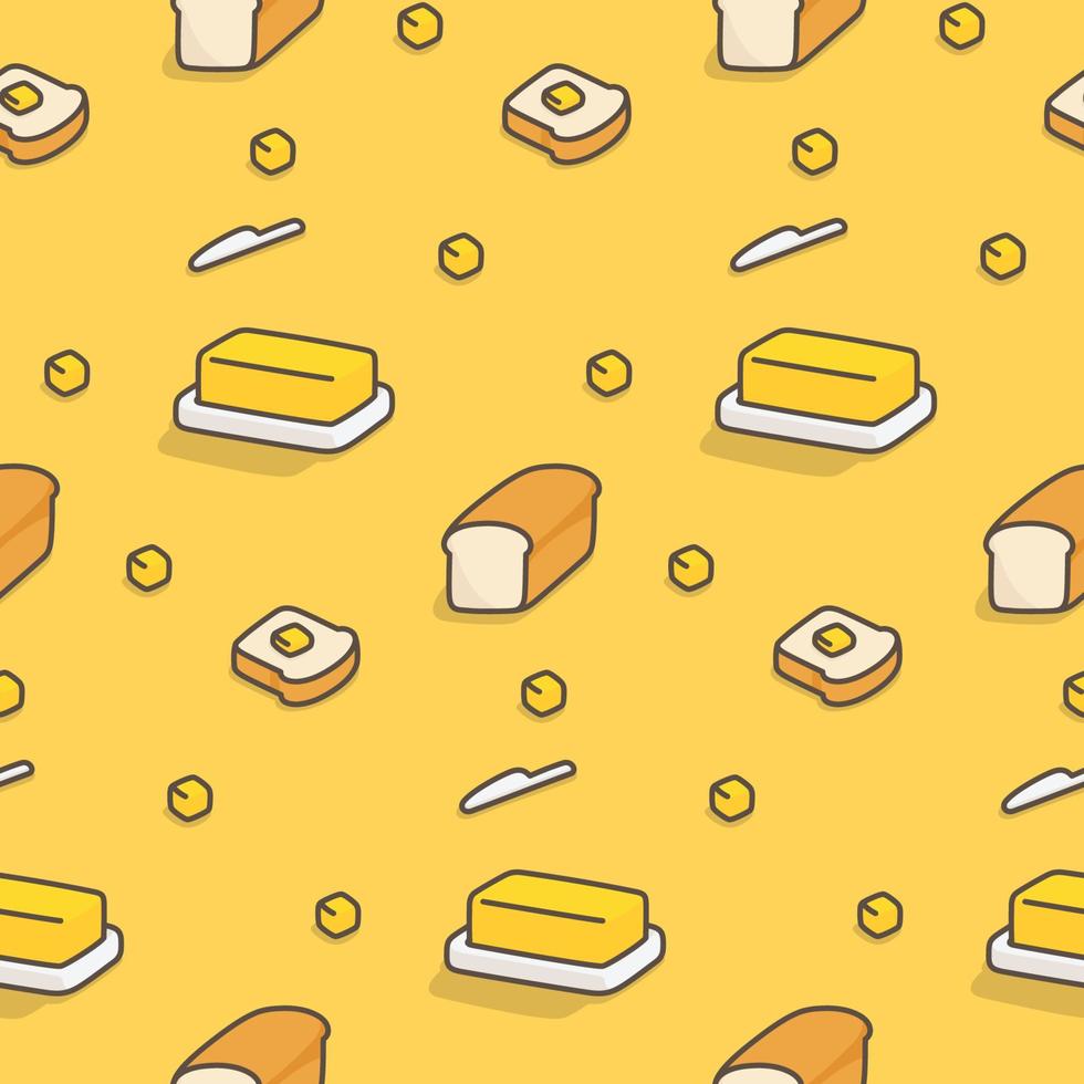 Yellow butter and sliced bread seamless pattern Gift Wrap wallpaper background kawaii doodle flat cartoon vector illustration