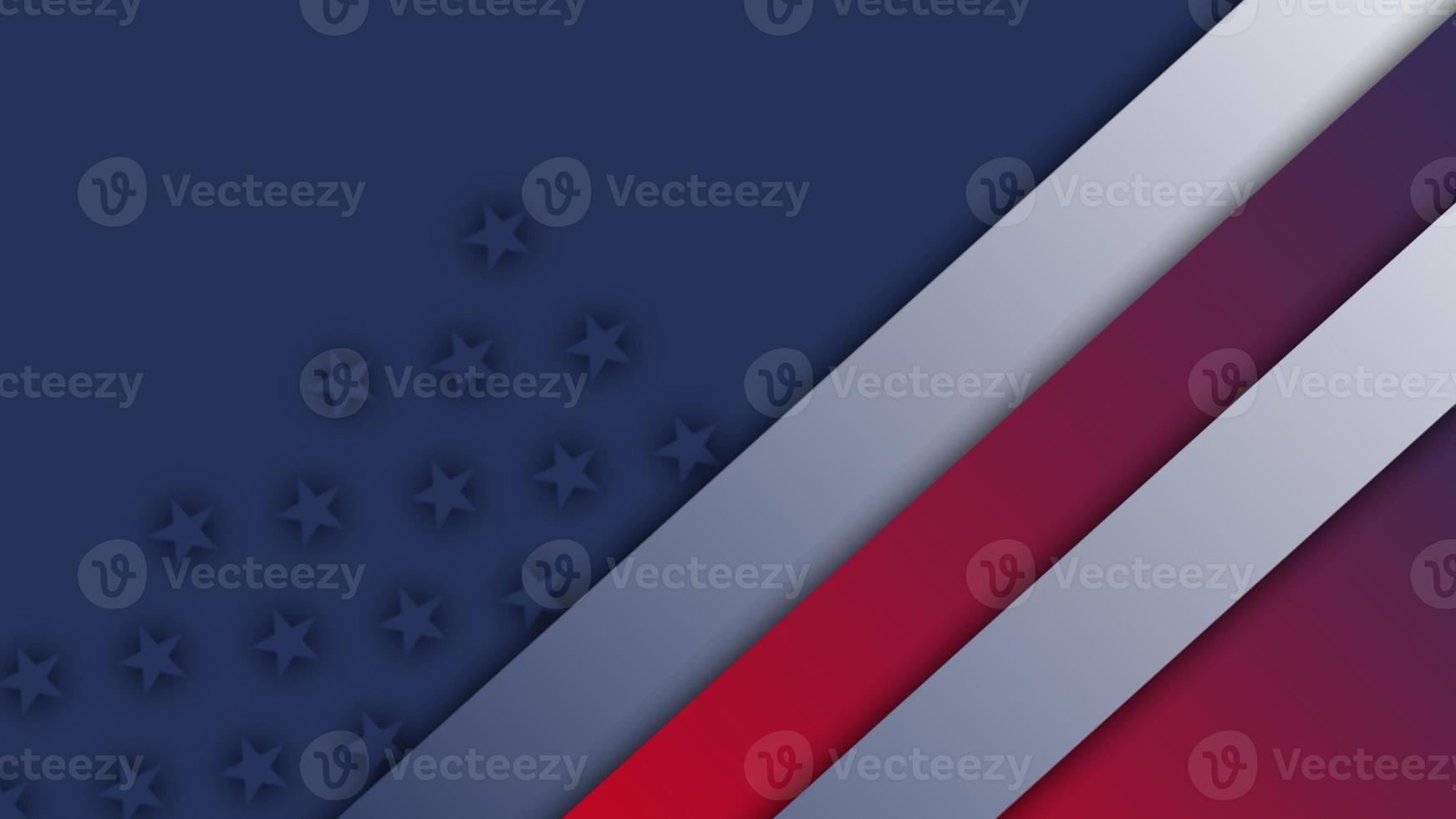 Modern simple abstract with square and star geometric background in the blend of dark blue, white, and red United State flag color gradient Available for text and quote Presentation background design photo