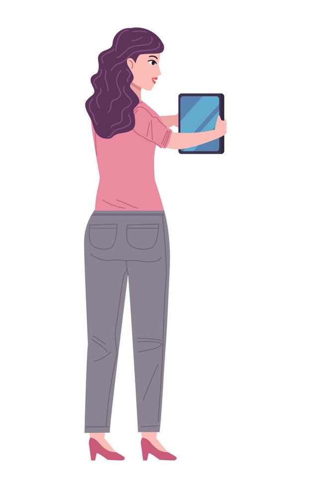 businesswoman using tablet vector