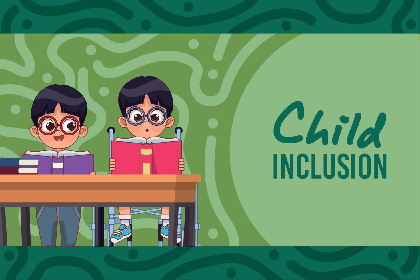 disabled boys reading vector