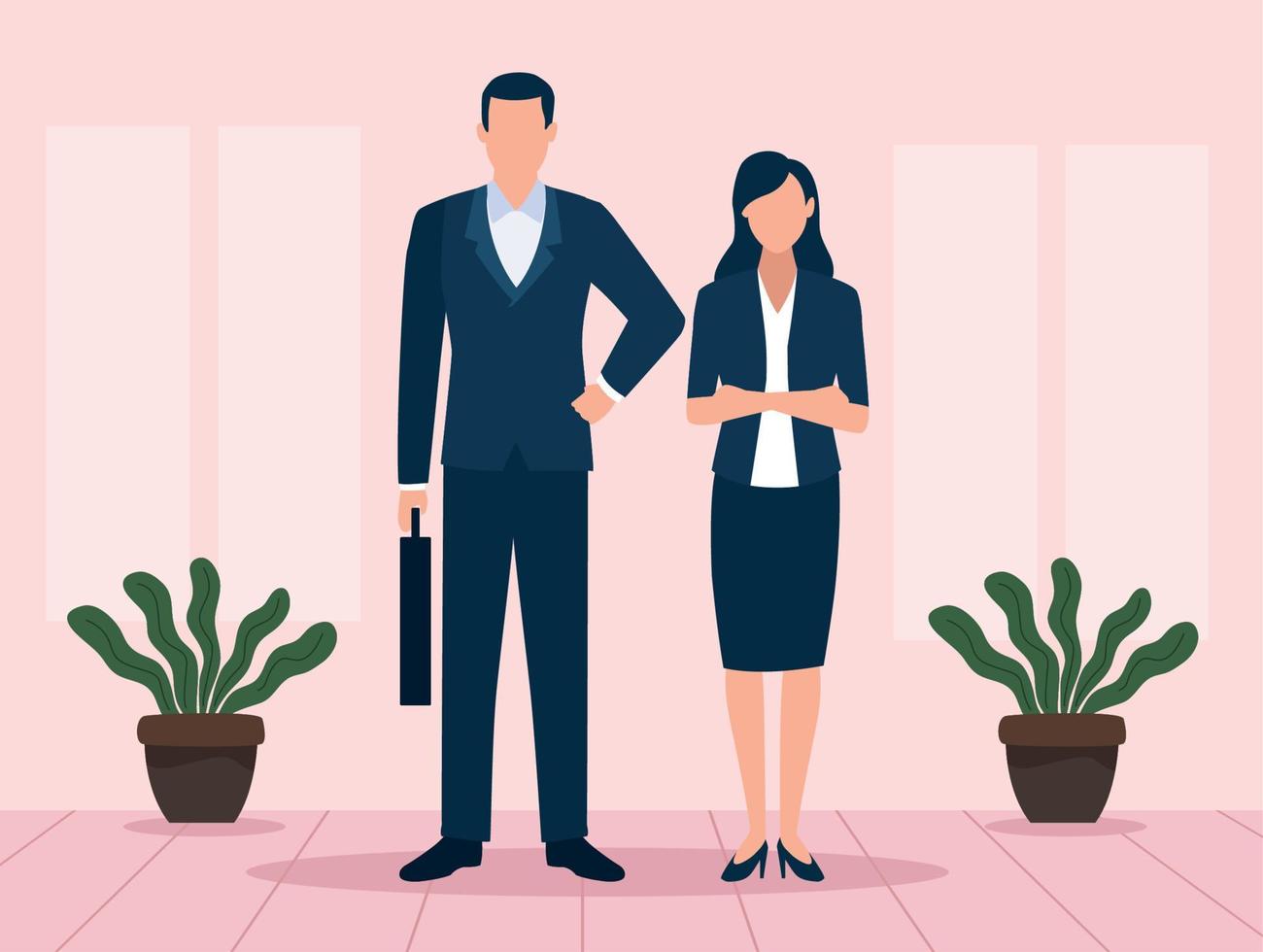 elegant business couple standing vector