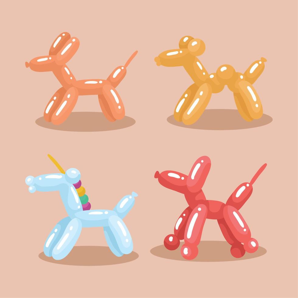 four animals balloons icons vector