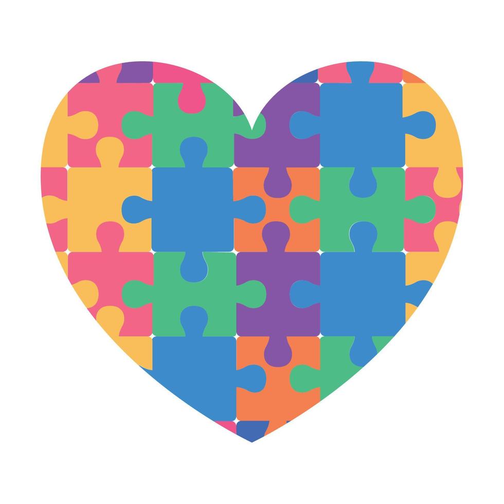 puzzle pieces heart vector