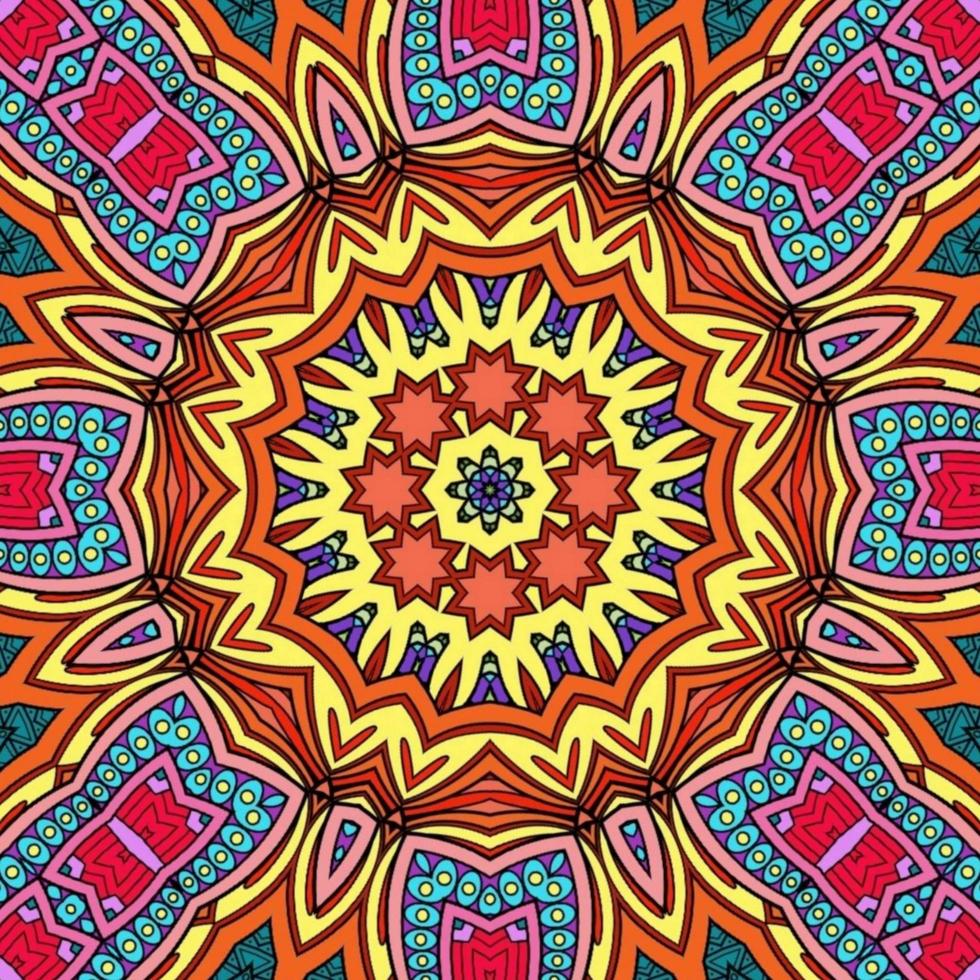 Colorful Mandala Flowers Pattern Boho Symmetrical 976 photo