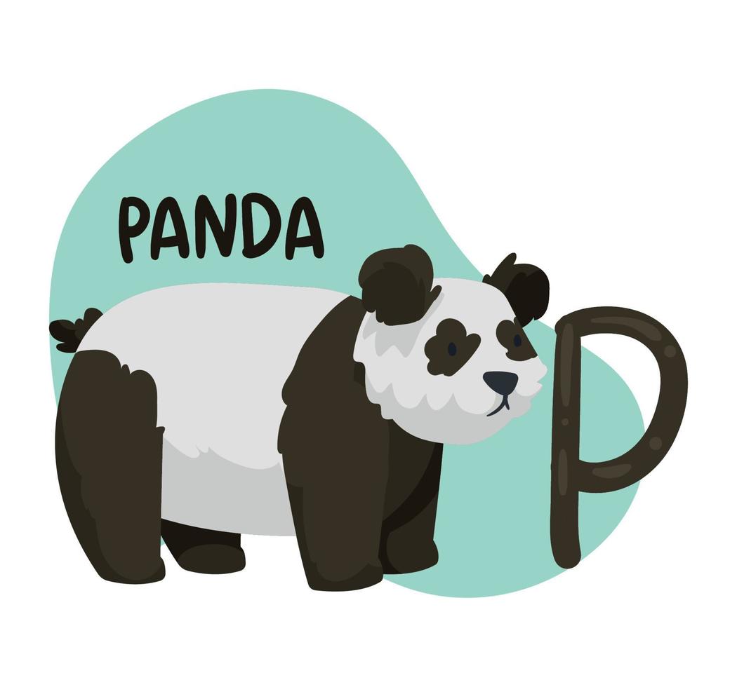 panda and p letter vector