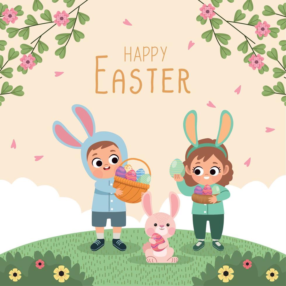 happy easter lettering vector