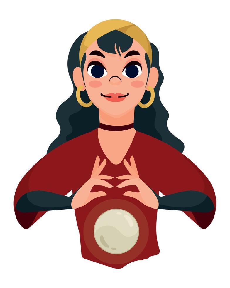 fortune teller with crystal ball vector