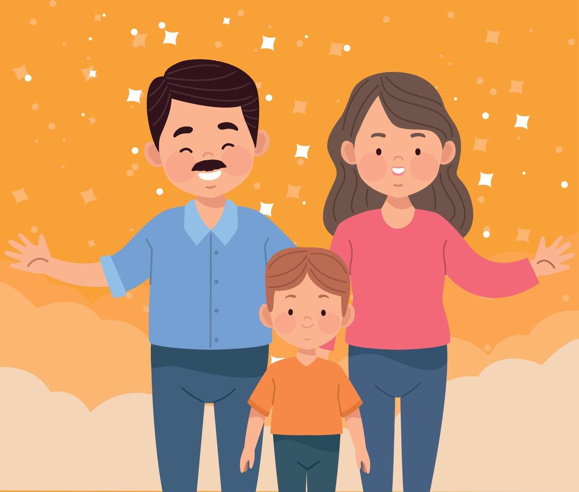 parents couple with son vector