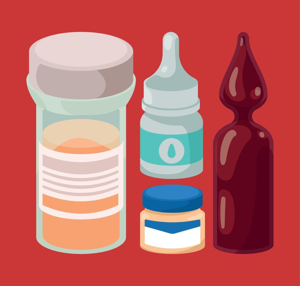 four medicines drugs icons vector