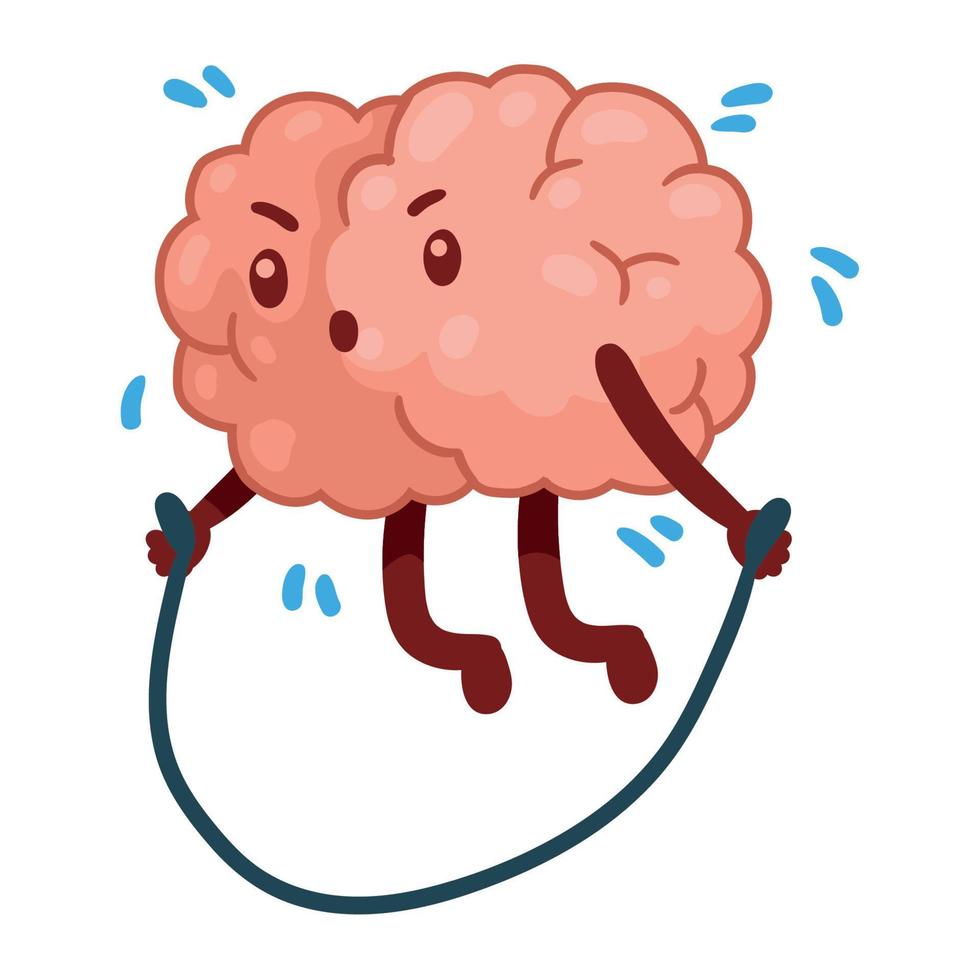 brain jumping comic character vector