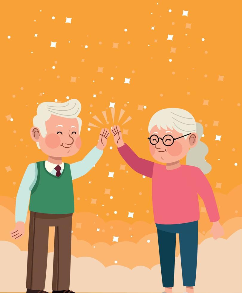 old couple shaking hands vector
