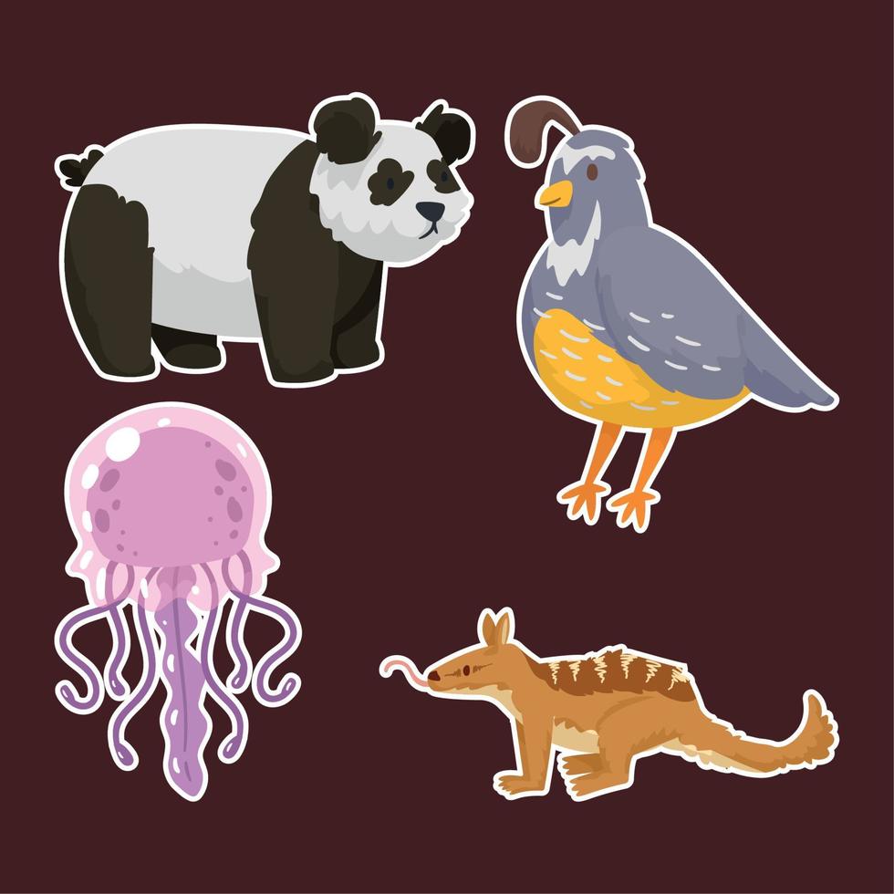 cute four animals babies vector