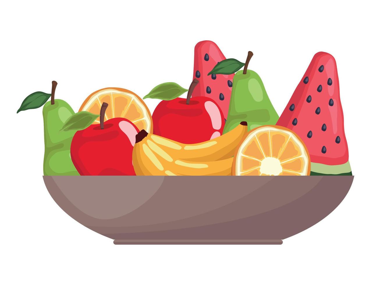 frutas frescas en plato vector