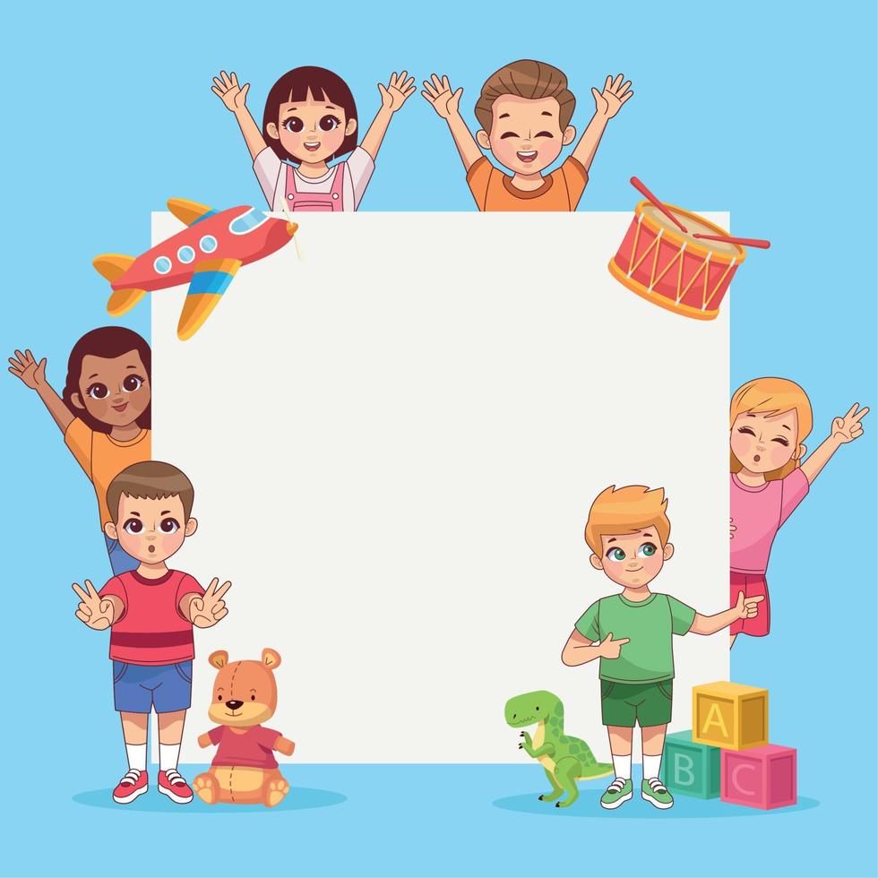 little kids and toys vector