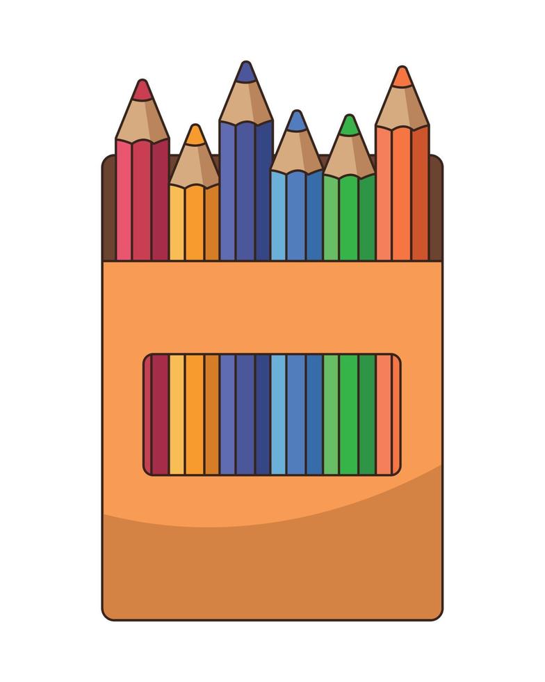 colors pencils packing box vector